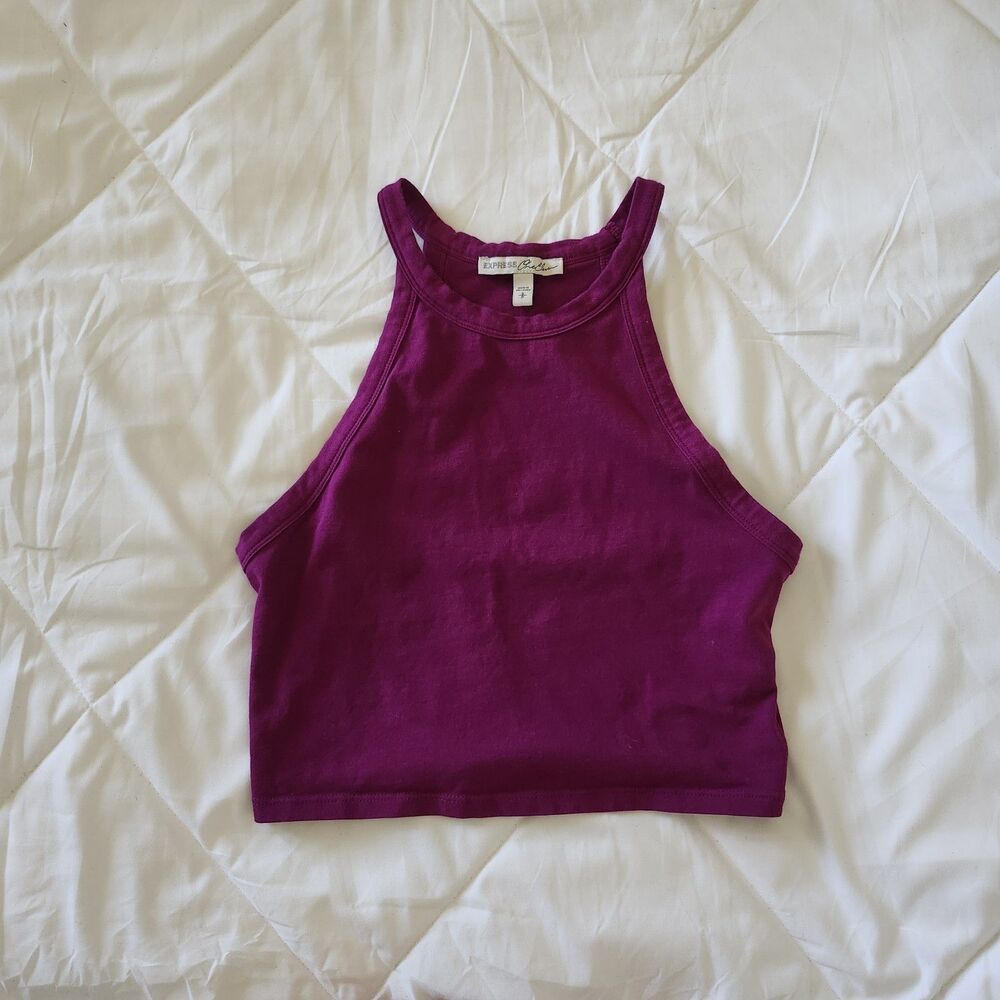Express One Eleven Purple Cropped Tank Top Size S